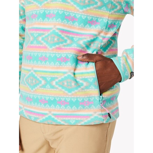 NEW Chubbies Mens Large The Flame Commander Teal Geometric Quarter Zip Fleece - Picture 2 of 8